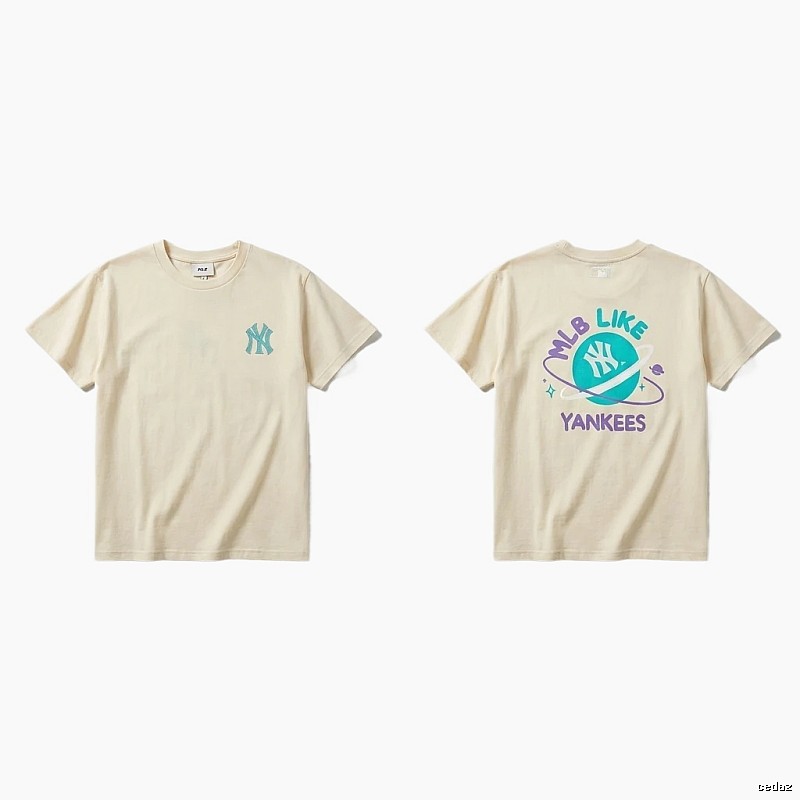 MLB Yankees trendy brand beige T-shirt