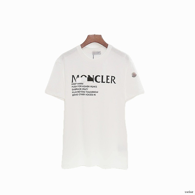 Moncler Letter Print Casual Style White T-Shirt