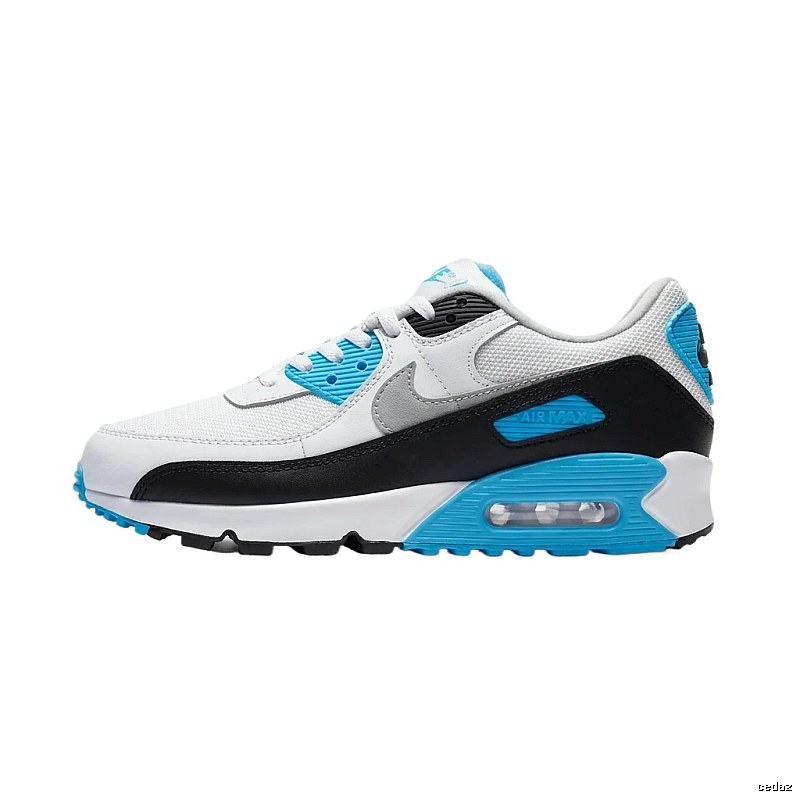 Nike Air Max retro-style sports shoes (white, black and blue)