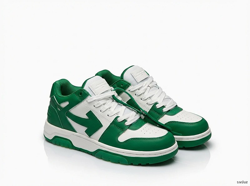 Off-White Green and White Trendy Sports Shoes
