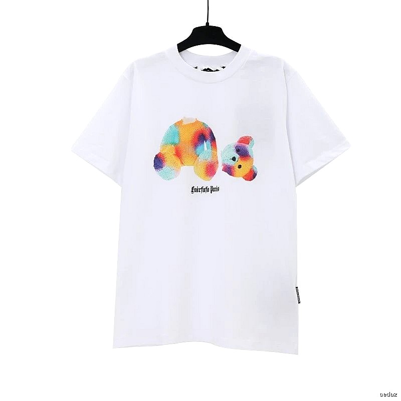 Palm Angels Classic Bear graphic T-shirt White Colorful Bear for Daily Styling