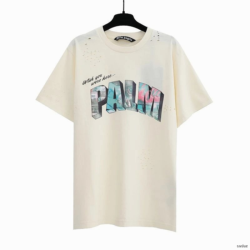 Palm Angels Daily Logo T-shirt White Palm Tree with Visual Detail