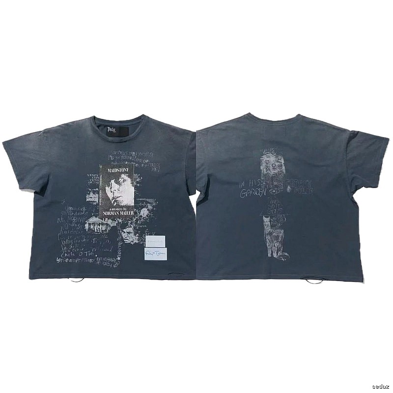 Paly Hollywood Portrait Graffiti Vintage Washed Grey T-shirt