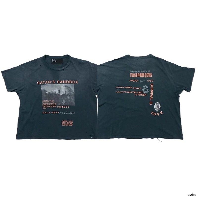 Paly Hollywood Vintage Distressed Carbon Black Short Sleeve T-Shirt