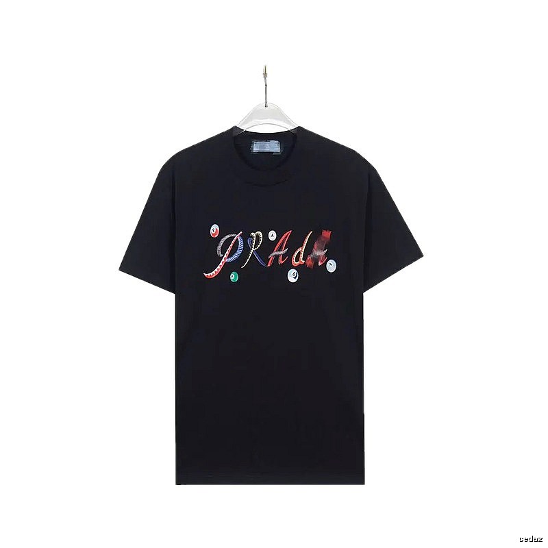 Prada Trendy Black Short-sleeve T-shirt with Billiard Print