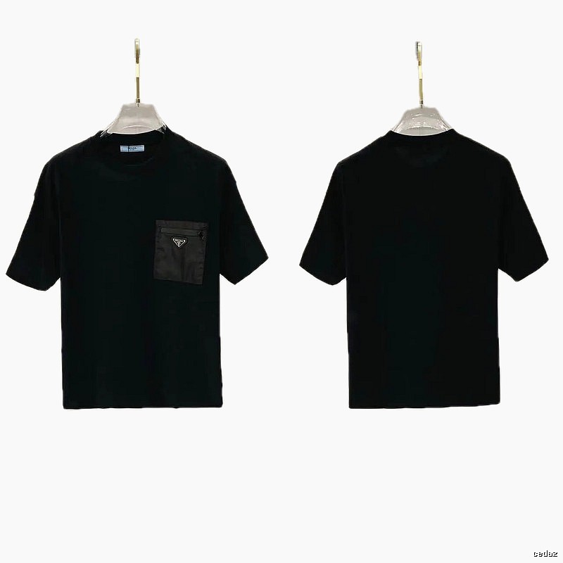 Prada Triangle Logo Minimalist Style Black Short-sleeve T-shirt