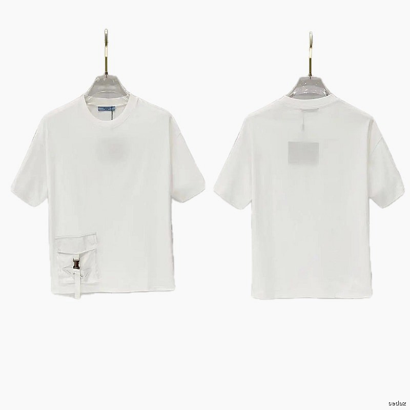 Prada Triangle Logo Minimalist Style White Short-sleeve T-shirt