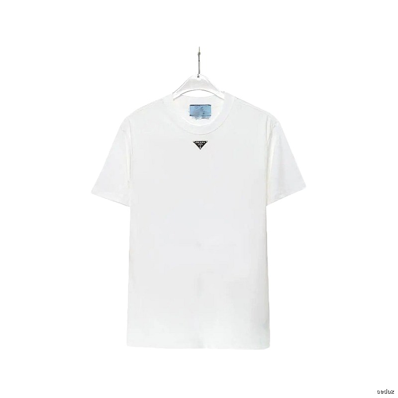 Prada Triangle Logo Minimalist Style White T-Shirt