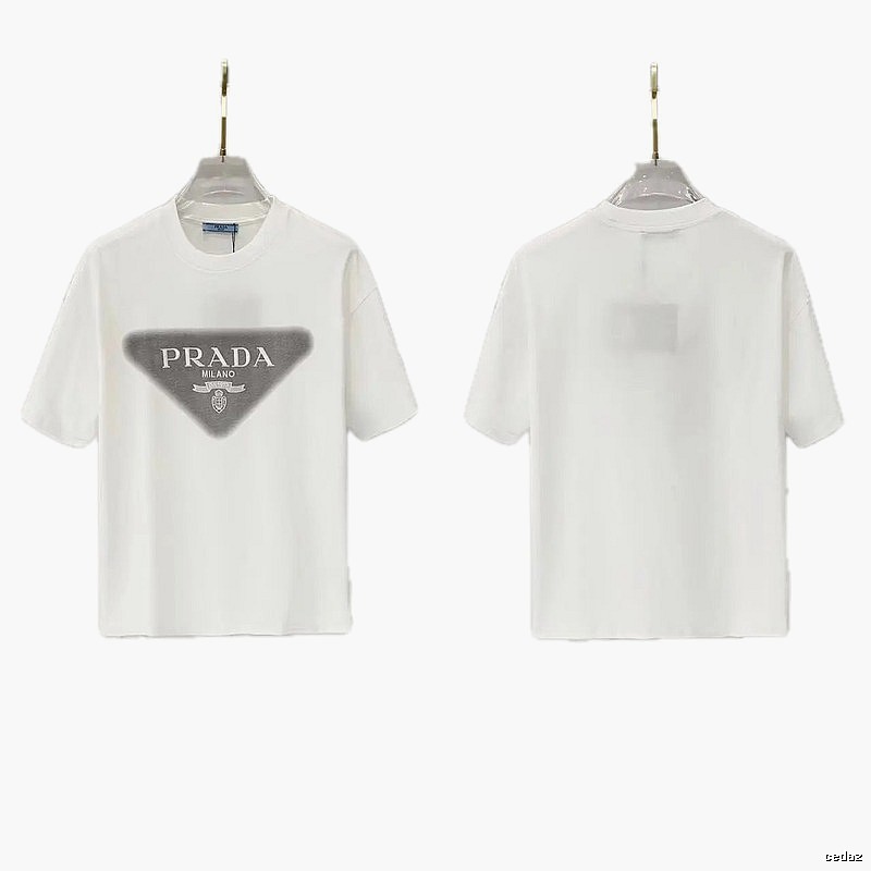 Prada Triangle Logo Minimalist Style White T-Shirt