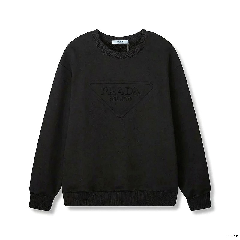 Prada triangular logo simple black sweatshirt