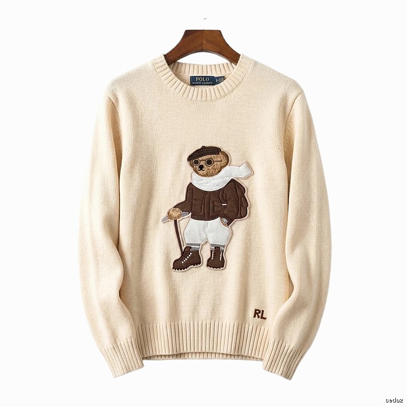 Ralph Lauren Bear Retro Style Beige Sweater