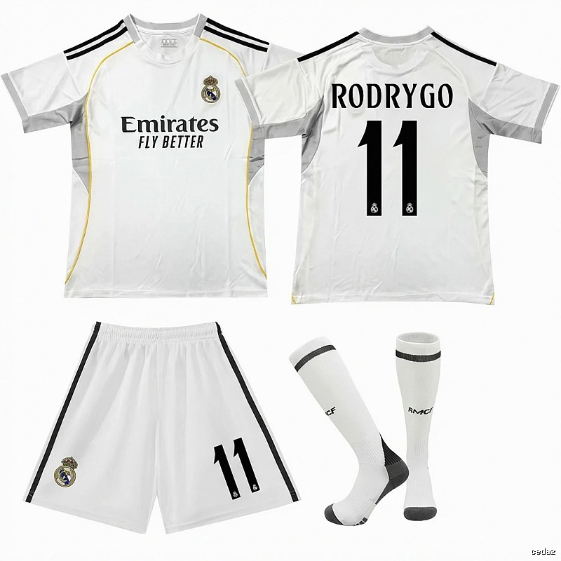 Real Madrid home white football kit set