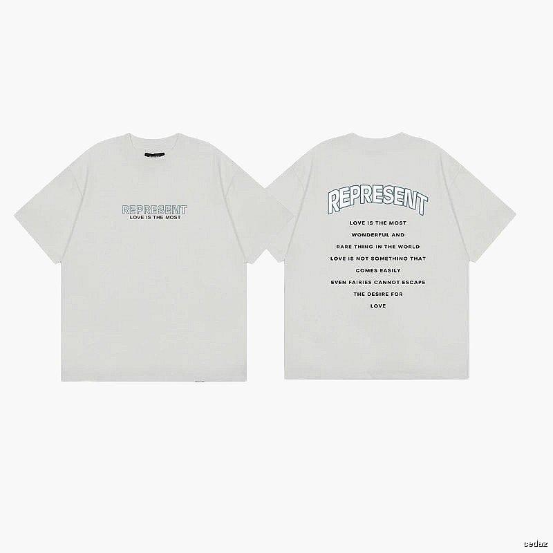 Represent Slogan Printed High Street Style Off-white T-shirt