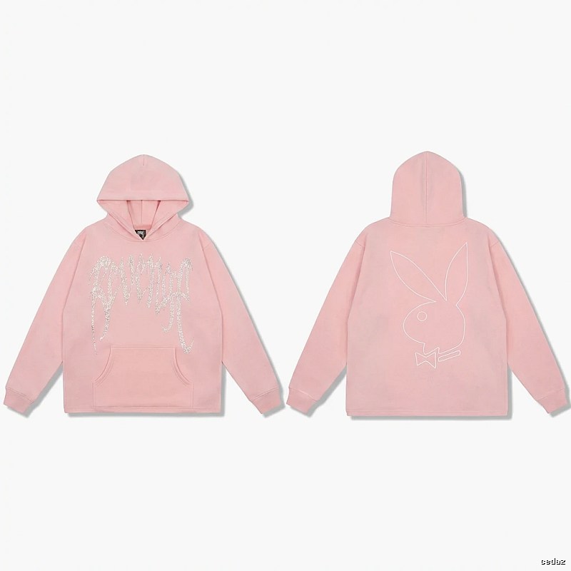 Revenge rabbit print pink hoodie