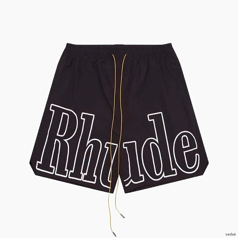 RHUDE letter-style black shorts