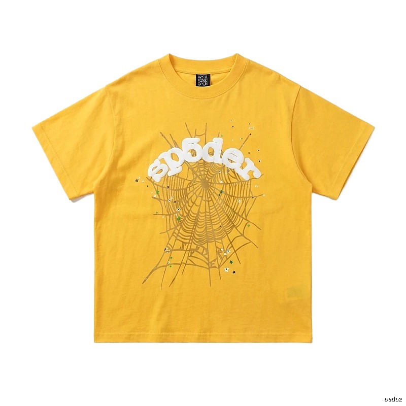 Sp5der Spider Web Trendy Cool Yellow T-shirt