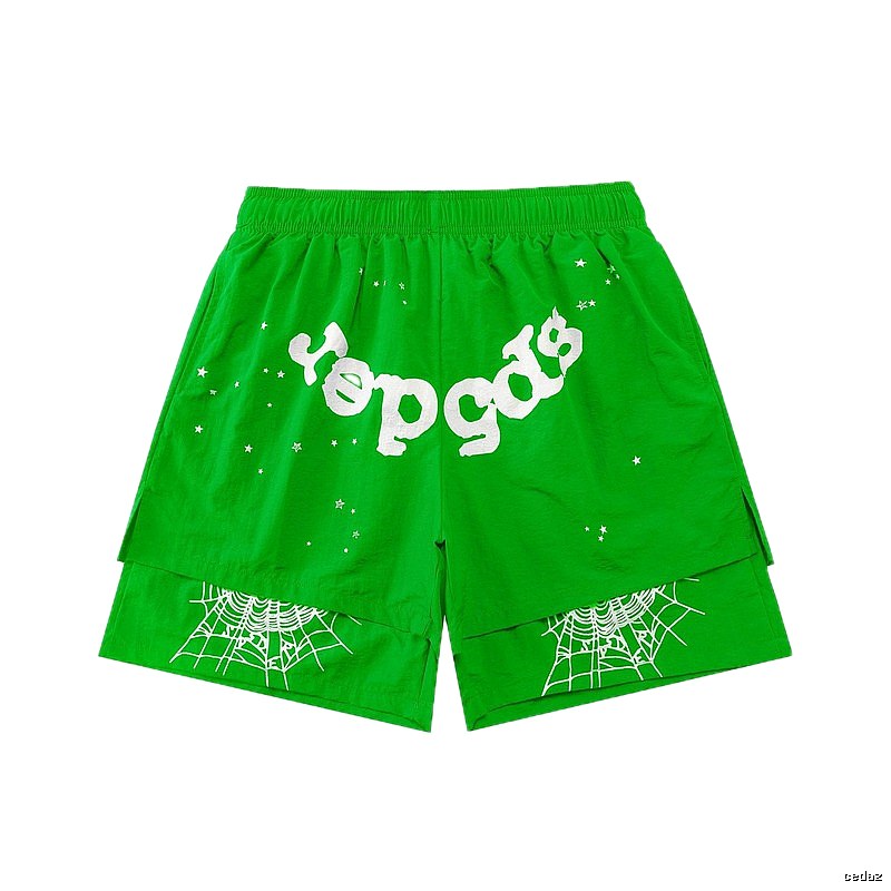 Sp5der Starburst Trendy Cool Green Shorts