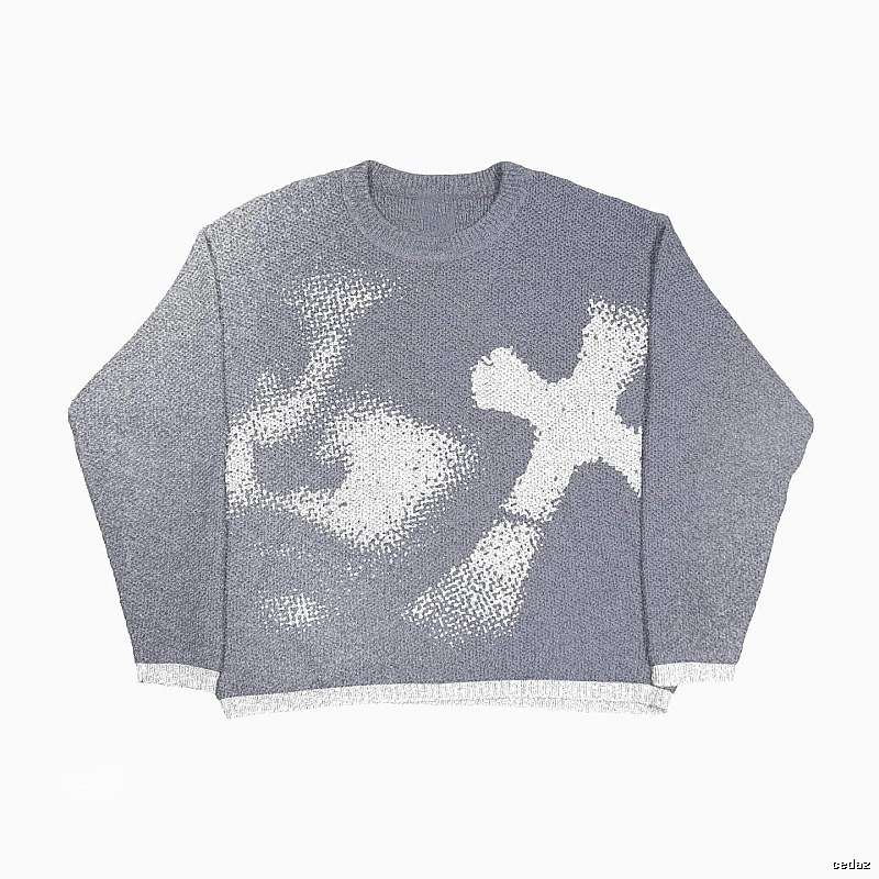Statement Anime graphic sweater Black Knit Top for Outdoor Plans