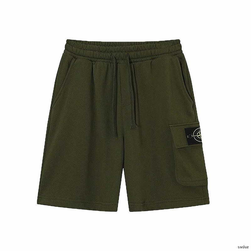 Stone Island Classic Workwear Style Army Green Casual Shorts