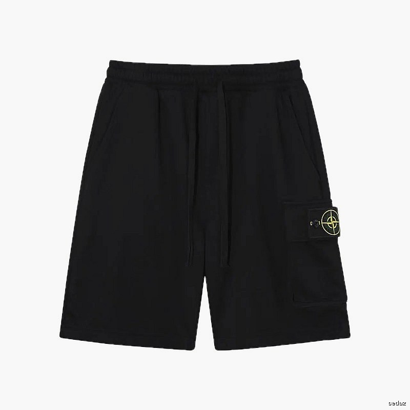 Stone Island Compass Logo Workwear Style Black Shorts