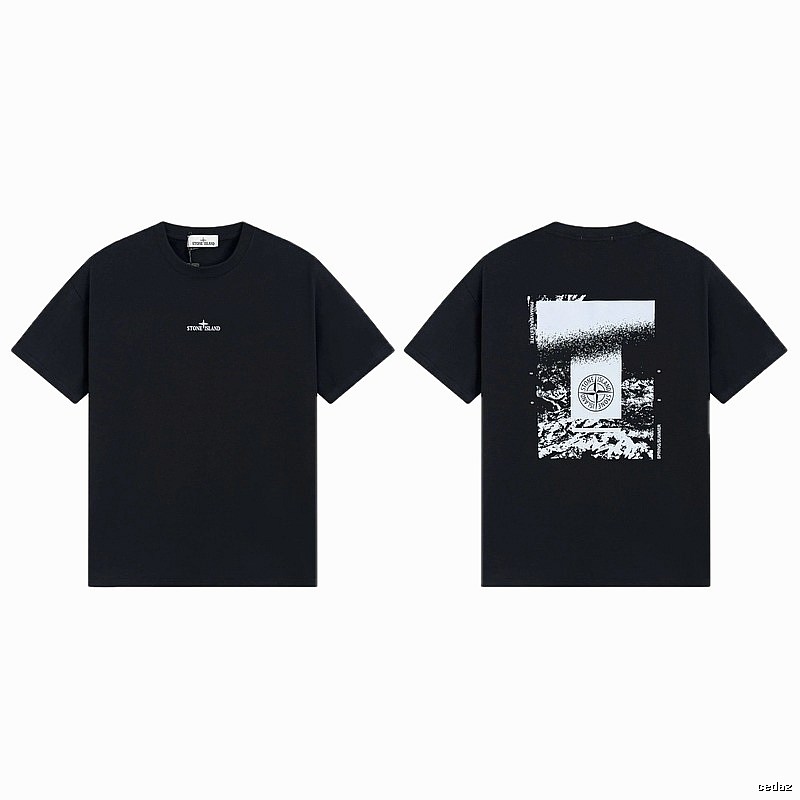 Stone Island Printed Functional Style Black Short Sleeve T-Shirt