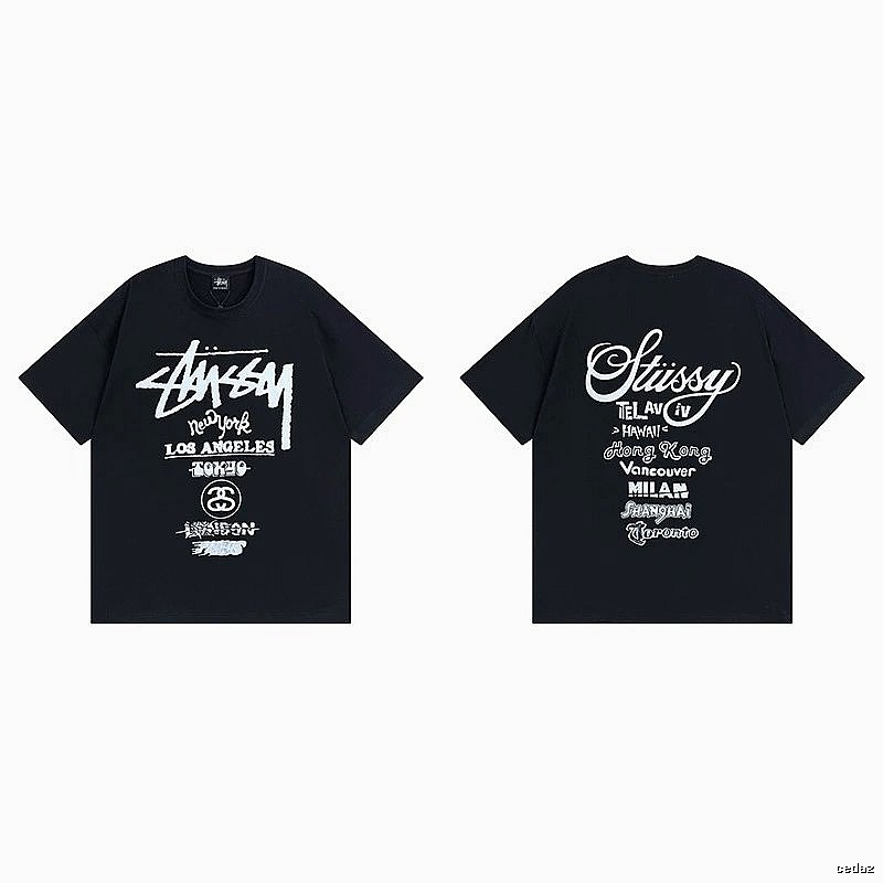 Stussy Black Spider Graphic T-Shirt Bold Graphic Logo