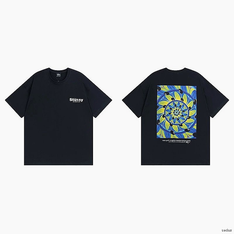 Stussy Black Spider Graphic T-Shirt Holiday Edit Logo