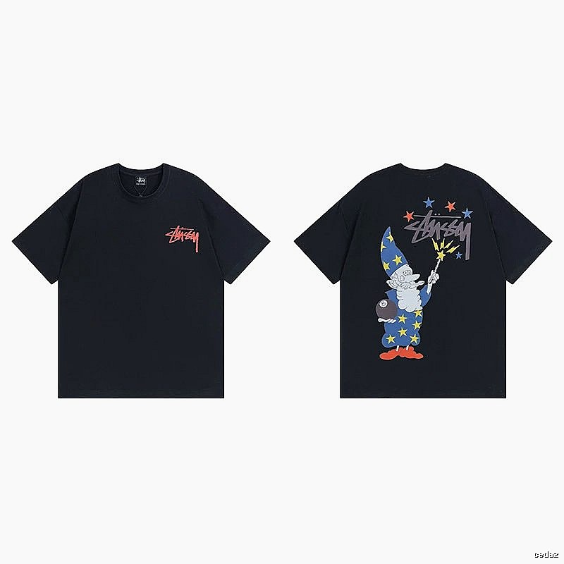 Stussy Black Spider Graphic T-Shirt Sport Casual Logo