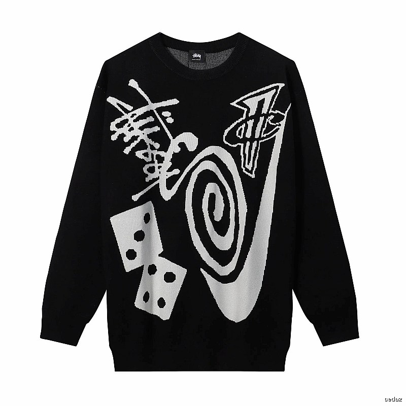 Stussy Black Swirl Graphic SweatShirt Commuter Look