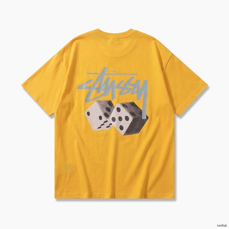 Stussy Dice Print Trendy Brand Yellow T-shirt