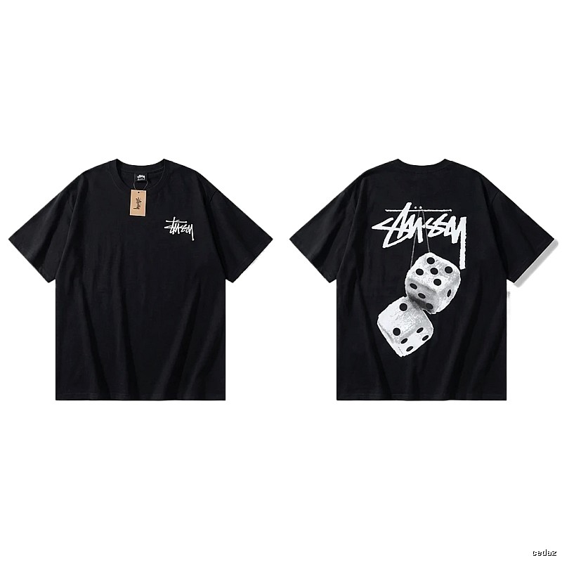 Stussy Dice Trendy and Cool Style Black T-shirt