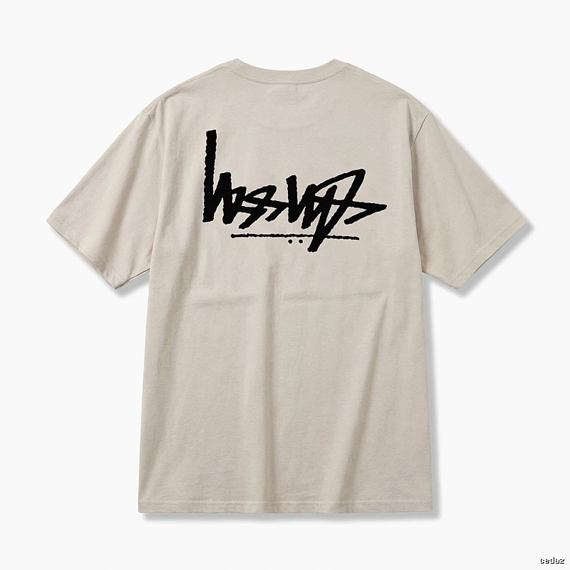 Stussy graffiti-style light gray T-shirt