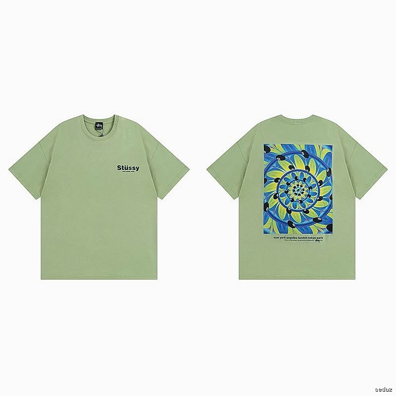 Stussy Green Spider Graphic T-Shirt Outdoor Days Logo