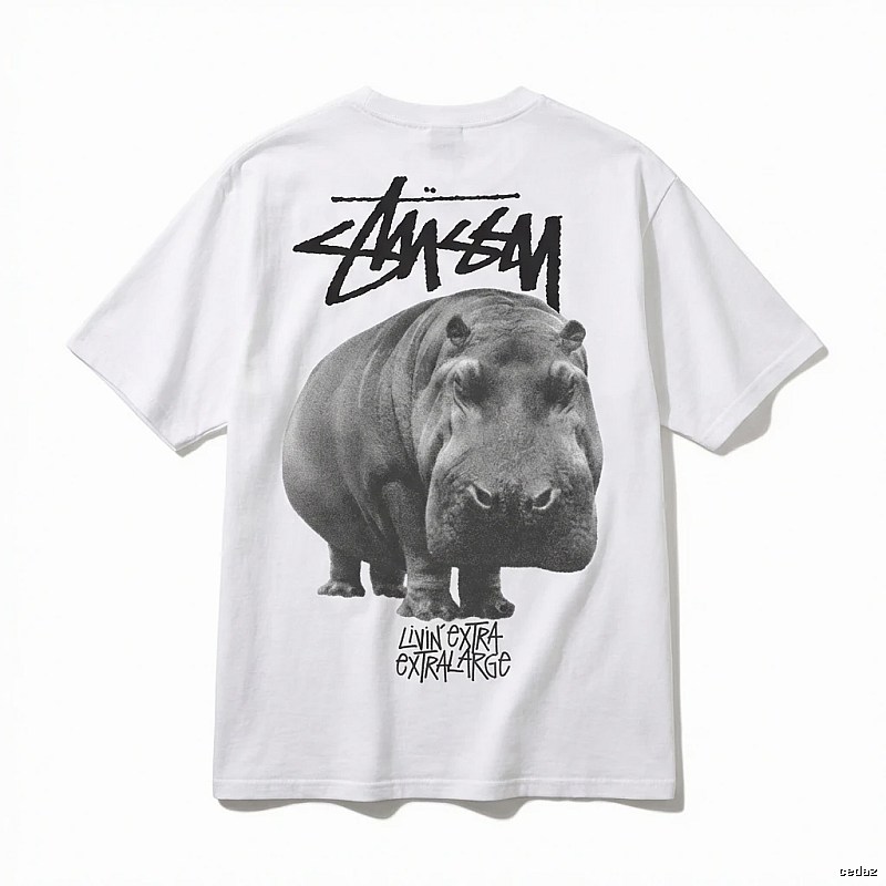 Stussy Hippo Trendy and Cool Style White T-shirt