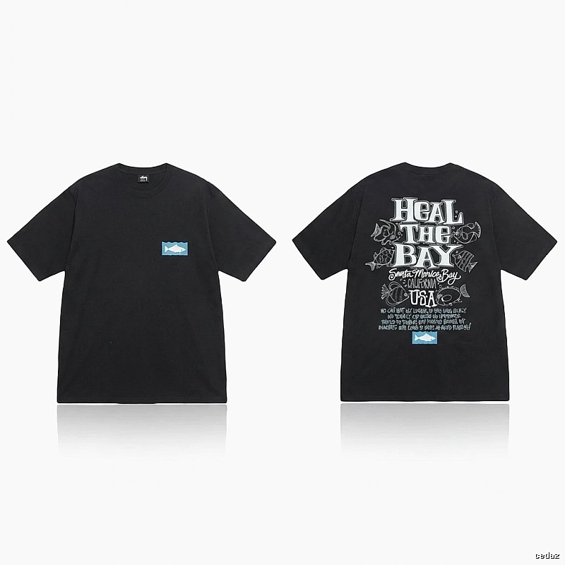 Stussy retro-style black short-sleeve
