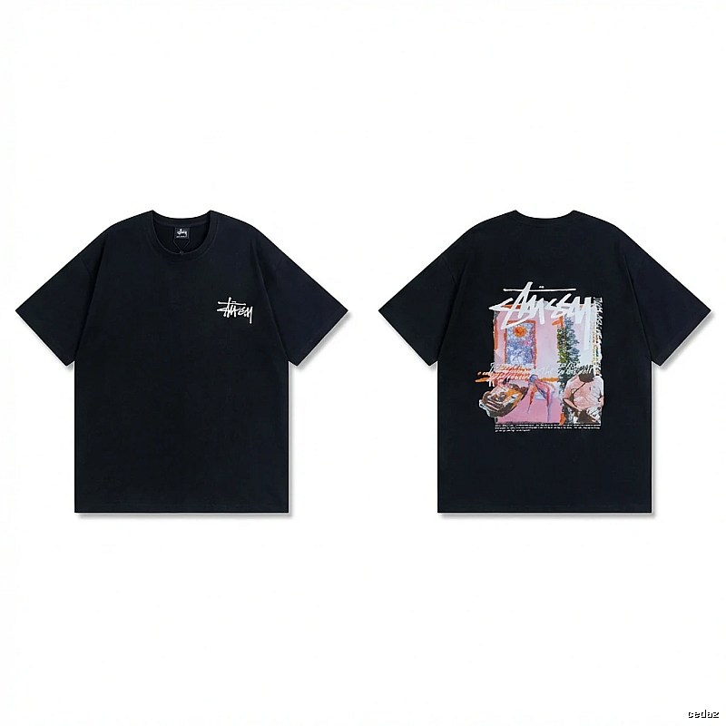 Stussy trendy style black T-shirt