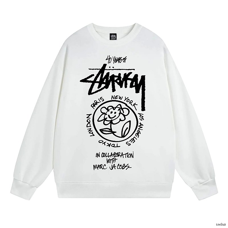Stussy White Style 539 Graphic SweatShirt Airport Outfit