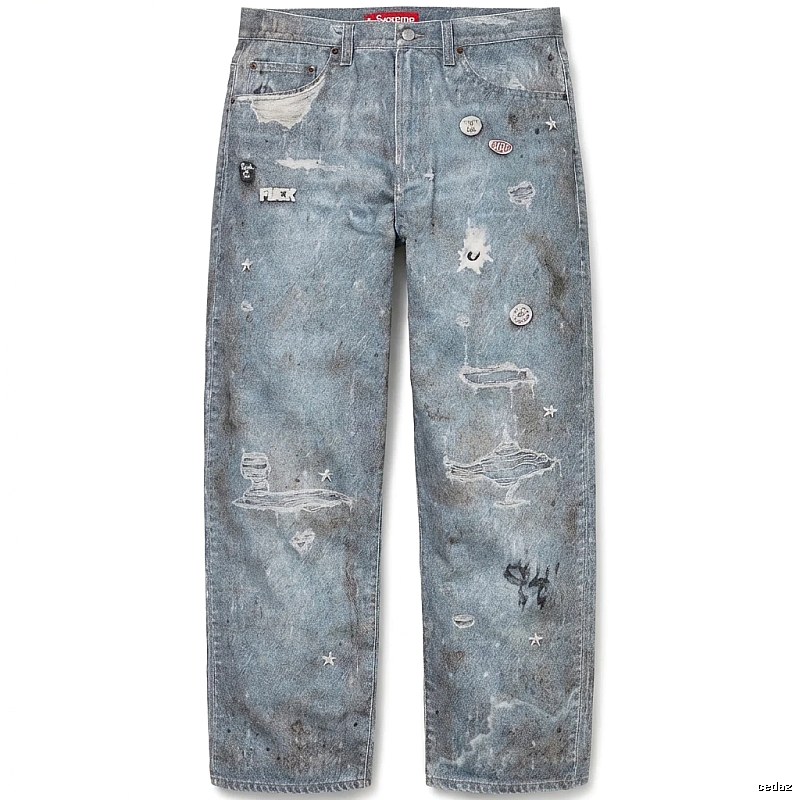 Supreme distressed light blue jeans
