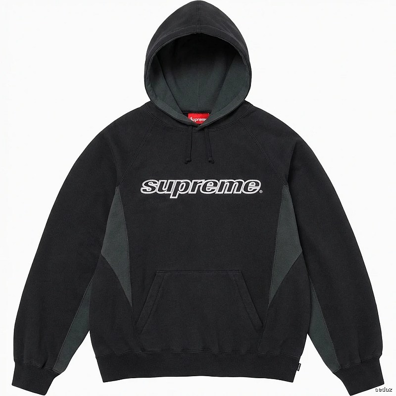 Supreme patchwork-style black hoodie