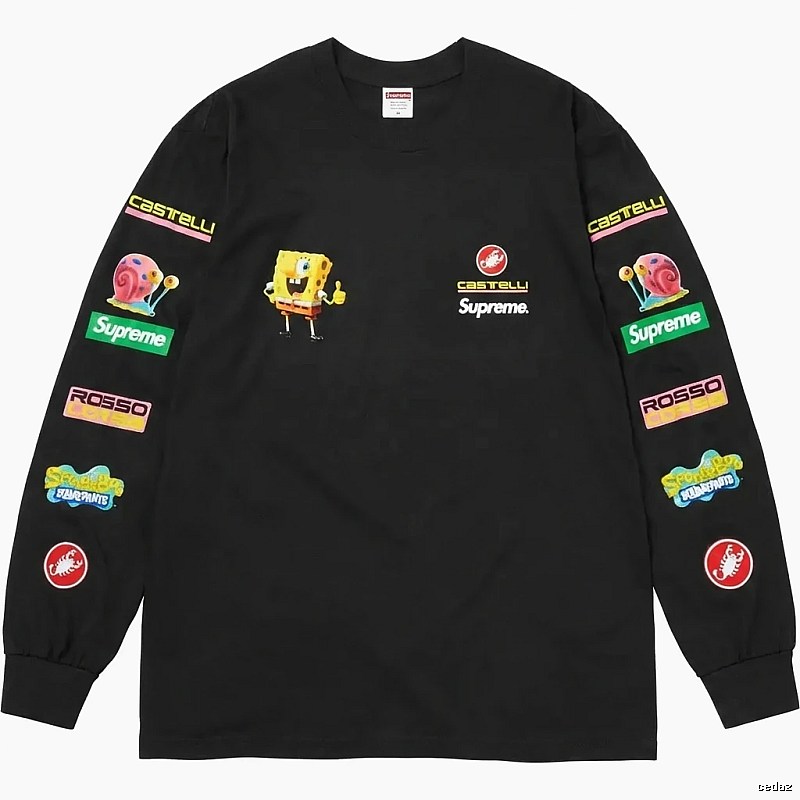 Supreme SpongeBob SquarePants Co-branded Black Long-sleeve Shirt