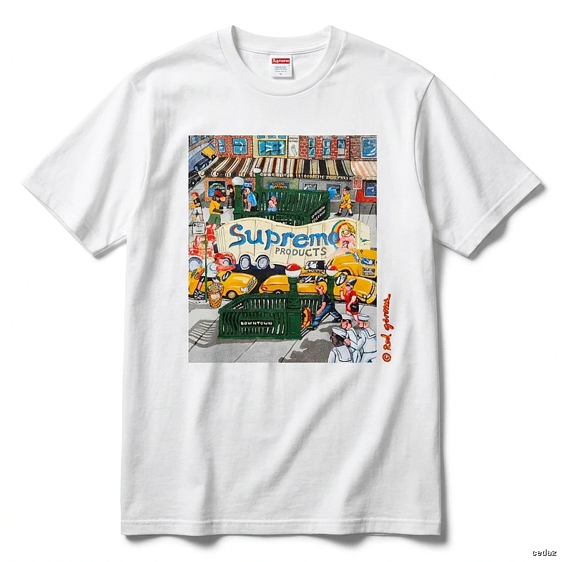 Supreme street style white T-shirt