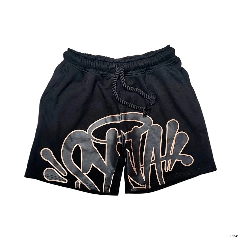 SynaWorld Graffiti-style Black Shorts