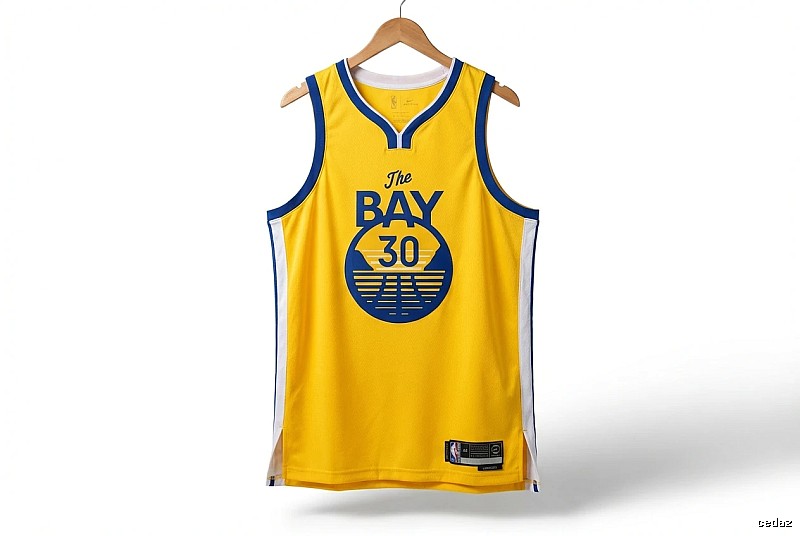 The Bay series yellow and blue jersey of Curry.
