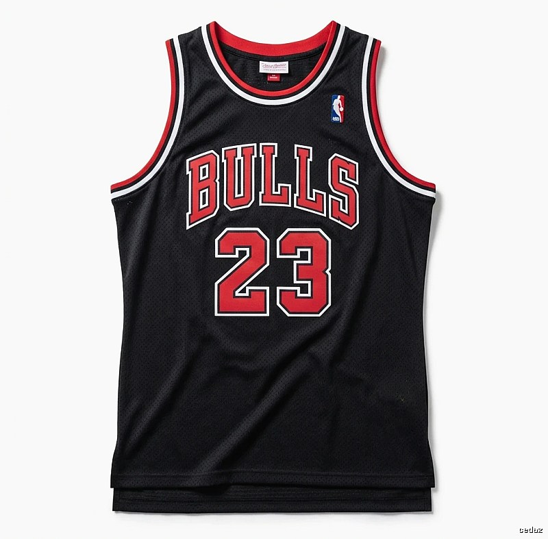 The classic black and red basketball uniforms of the Michael Jordan.