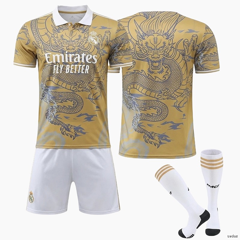 The dragon-patterned golden jersey of Real Madrid.
