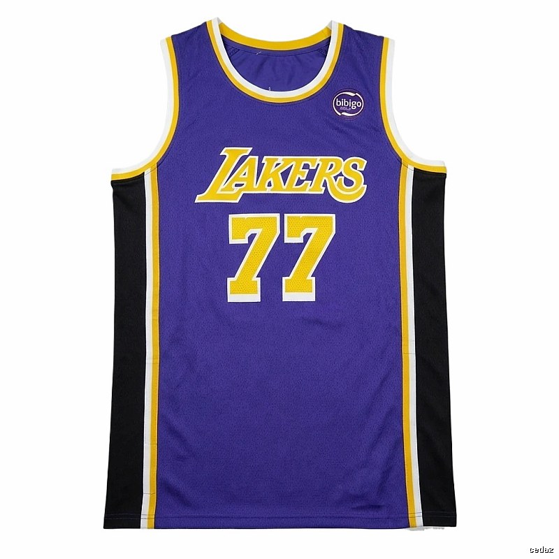 The No. 77 purple basketball jersey of the Lakers.