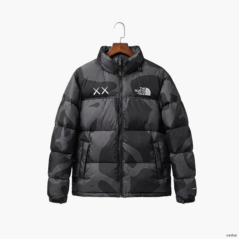The North Face camouflage-style down jacket (black)