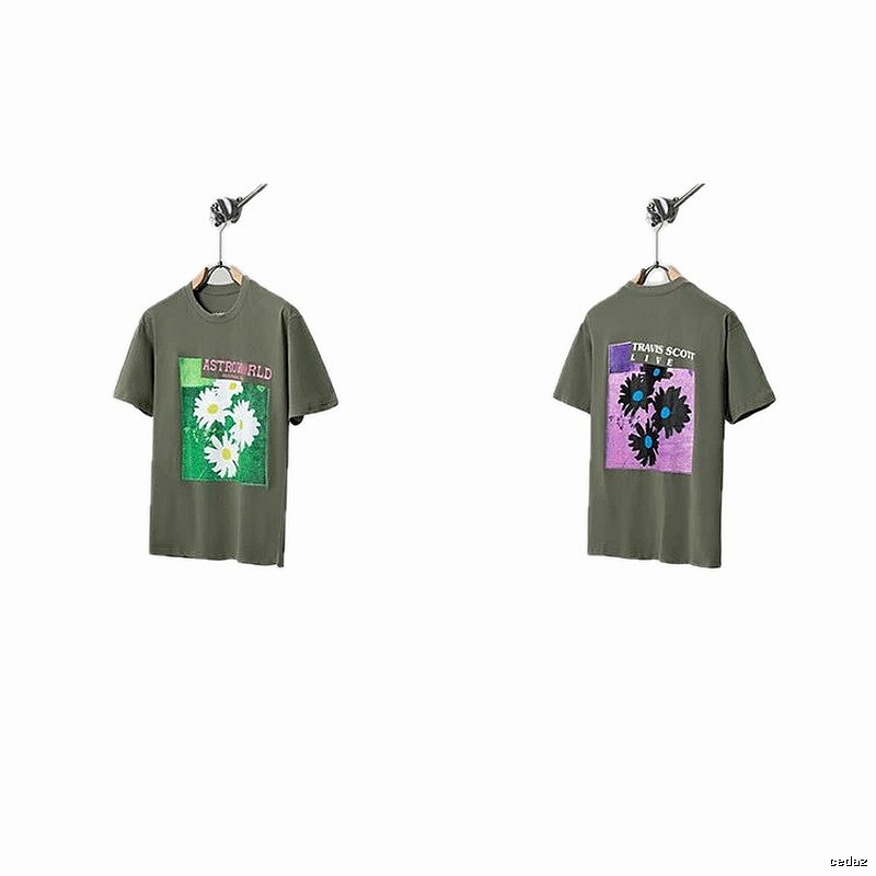 Travis Scott AstroWorld Vintage Army Green Short-Sleeve T-Shirt