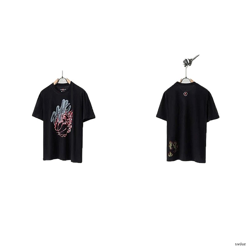 Travis Scott x Air Jordan Graffiti-style Black Short-sleeve T-shirt