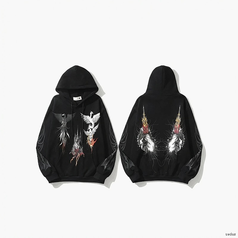 WDW Trendy Brand Chinese Style Embroidery Black Hoodie